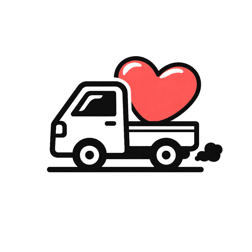 軽トラックにハートのイラスト